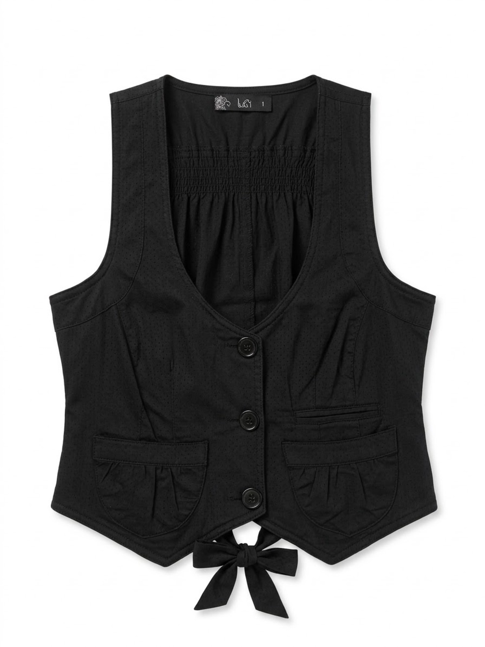 LUCCI Black Button-Front Back Tie Vest Small
